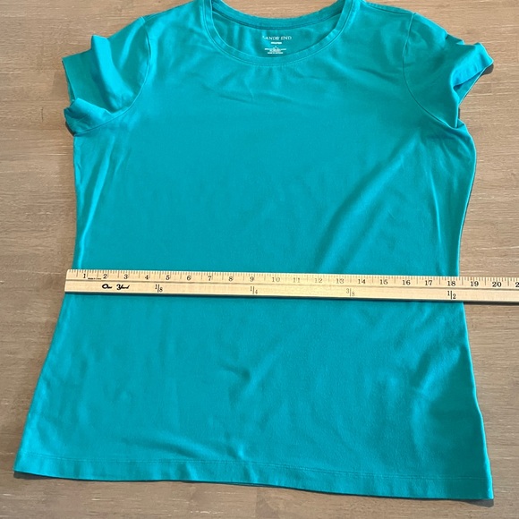 Lands' End Twin Set Teal Cardigan Sweater Size M and Teal Tee Size Large - Picture 13 of 14